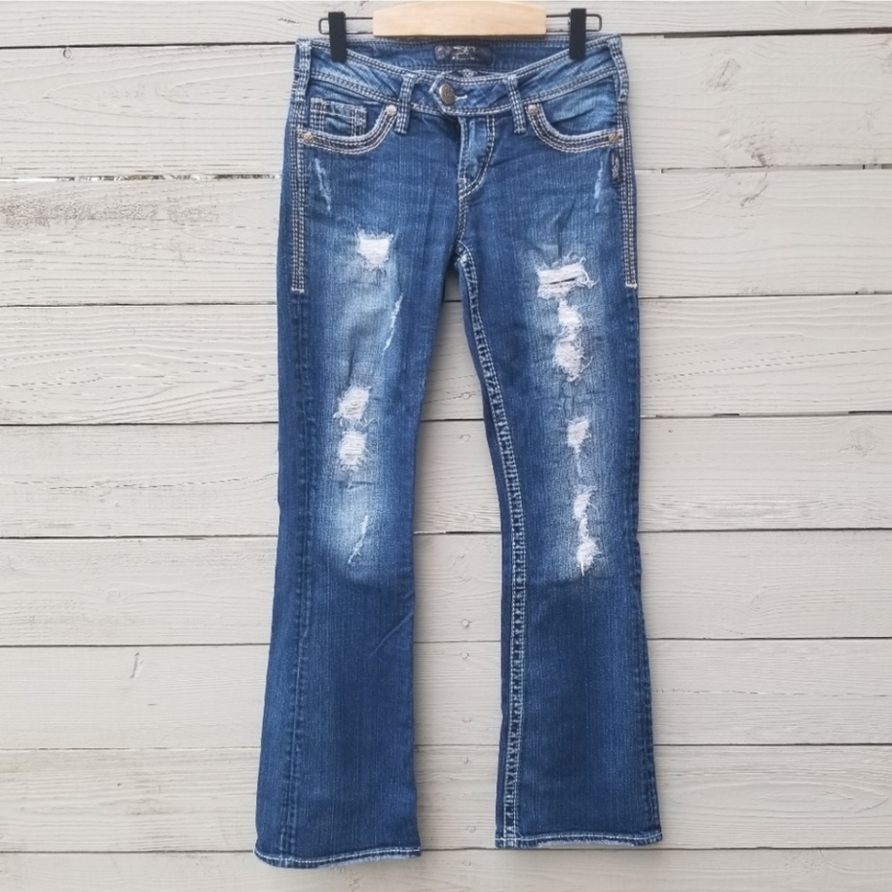 Silver Tuesday Distressed Bootcut Jeans